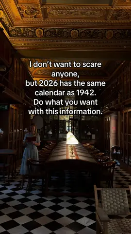 I don’t want to scare anyone… but 2026 repeats the 1942 calendar. Do what you want with this information. Time loop, history loop, time travel. #fyp #timetravel #timemachine #timeloop #2026 