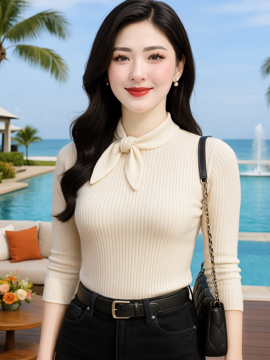 ✨ Áo len cổ nơ – bí mật giúp chị em “ấm mà vẫn đẹp sang”✨ #aolentieuthuhanquoc #aolenmuahe #aotondang #aolengiunhiet #outfitxinh  @Hà Minh Phương @Hà Minh Phương @Hà Minh Phương 