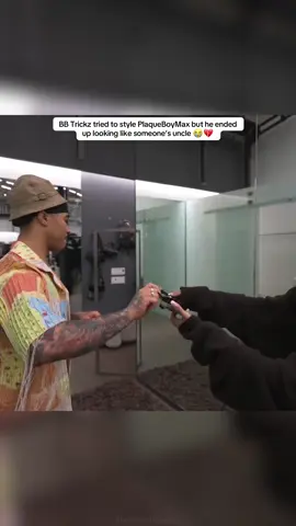 BB Trickz tried to style PlaqueBoyMax but he ended up looking like someone’s uncle 😭💔 #plaqueboymax #bbtrickz #fyp #viral #trending