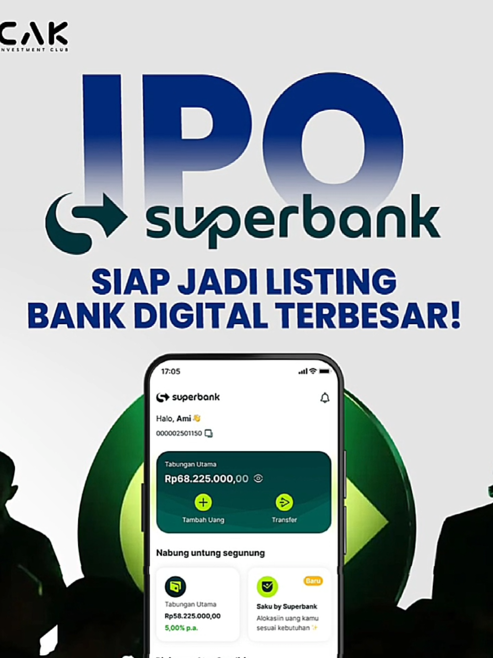 IPO Superbank siap melantai di Bursa Efek Indonesia  1. Harga Penawaran : Rp 525 - Rp 695 2. Masa Penawaran Awal: 25 November -1 Desember 2025 3. Perkiraan Masa Penawaran Umum Perdana Saham: 10-15 Desember 2025 4. Perkiraan Tanggal Penjatahan : 15 Desember 2025 5. Perkiraan Tanggal Distribusi Saham Secara Elektronik: 16 Desember 2025 6. Perkiraan Tanggal Pencatatan Saham Pada Bursa Efek Indonesia: 17 Desember 2025 7. Penjamin Emisi: PT Mandiri Sekuritas, PT CLSA Sekuritas Indonesia, PT Trimegah Sekuritas Indonesia, Sucor Sekuritas 🔥 #ipo #idxchannel #ihsg #investorsaham #bursaefekindonesia 