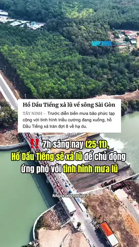 7h sáng nay (25-11), Hồ Dầu Tiếng sẽ xả lũ để chủ động ứng phó với tình hình mưa lũ #nhipsongonline #hodautieng #ngaplut #tphcm #tayninh 