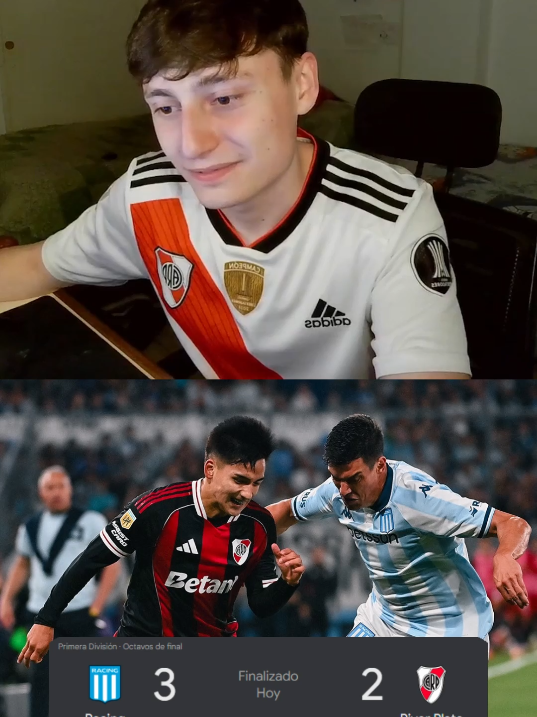 RIVER QUEDO AFUERA CONTRA RACING | #river #racing #futbol #stream #clips #kick #argentina #fyp #matini