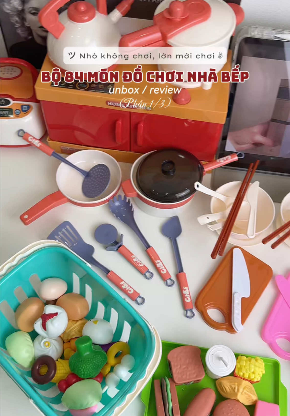 Nhỏ không chơi lớn mới chơiii | Bộ đồ chơi nhà bếp 84 món 😝✨ #xuhuong #vairal #dochoi 