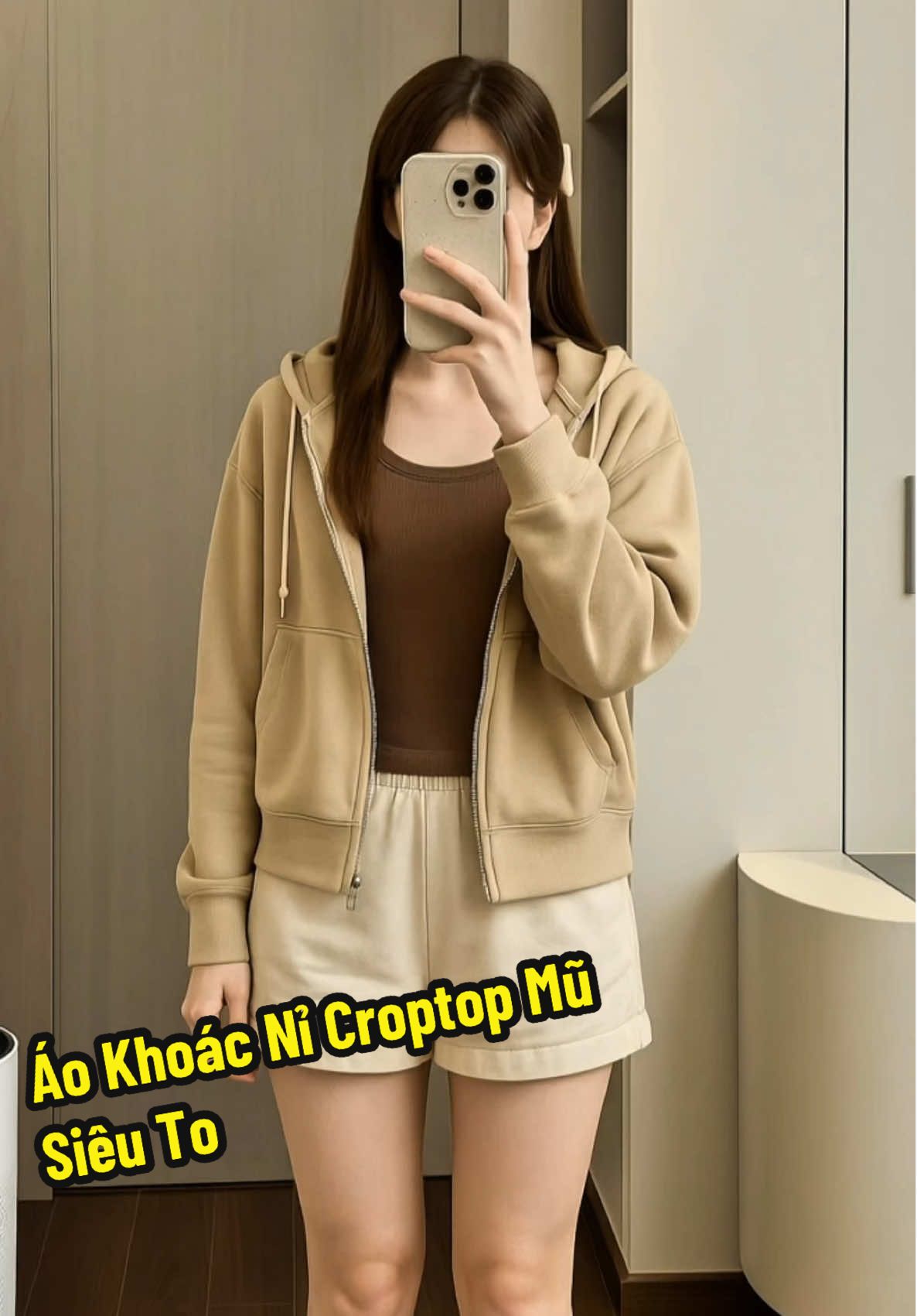 Áo Khoác Nỉ Croptop Mũ Siêu To #aokhoacni #aocroptop #aomu #aokhoac #xuhuong  