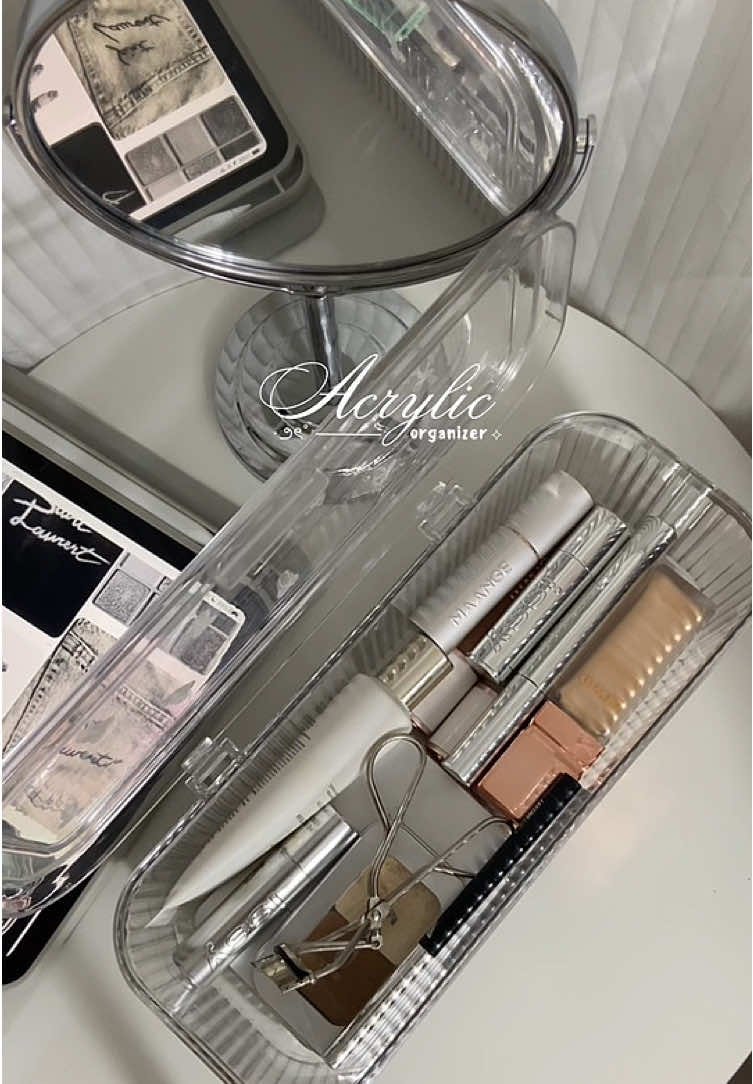acrylic organizer ~ dust proof! 🩶💫 #acrylicorganizer #acrylicdustprooforganizer #dustprooforganizer #makeuporganizer #organizer 