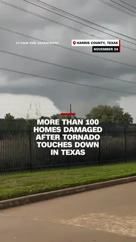Severe storms developed in the Houston area Monday, causing several reports of a tornado. No serious injuries or deaths have been reported, according to officials.