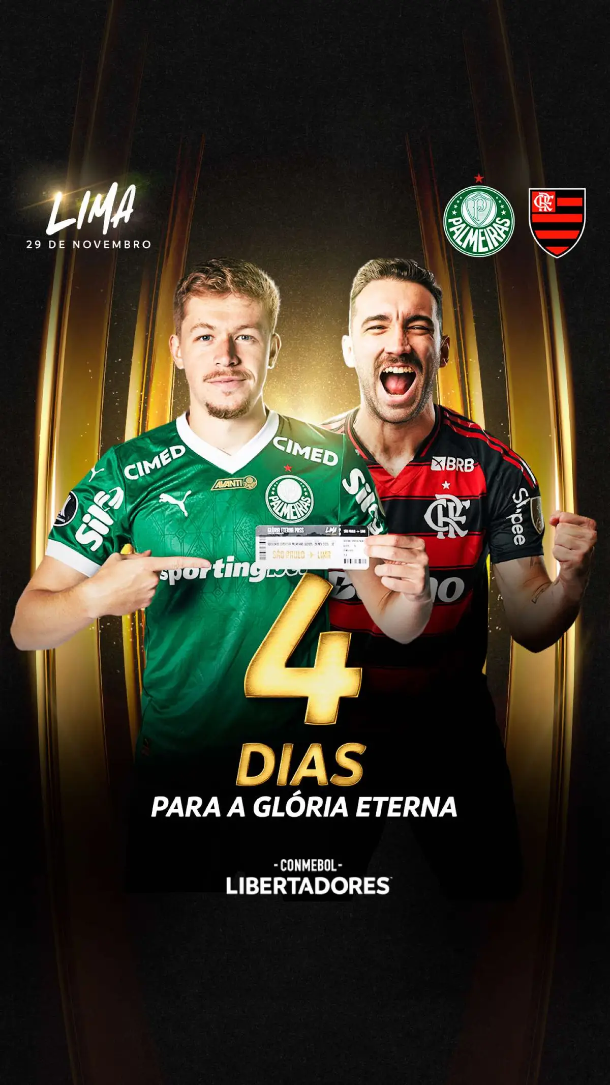 🏆 Faltam 4 dias para @SE Palmeiras ou @Flamengo conquistarem a #GloriaEterna 🤩⚽️😍 #Palmeiras #Flamengo #Libertadores #Futebol #TikTokEsportes 