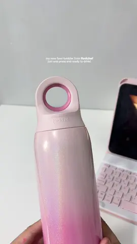 The prettiest tumbler from Redchef! No twist needed, just one press to open. #redchef #redcheftumbler #tumbler #insulatedtumbler #tumblerviral 