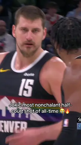 Nikole Jokic straight net from half-court like its nothing. 😂🤯 #NBA #basketball #bball #nikolajokic #nuggets 