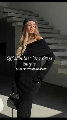 Off shoulder longsleeve fashion long dress outfits. #foryoupage #longdress #offshoulderdress #creatorsearchinsight #trendyoutfit 