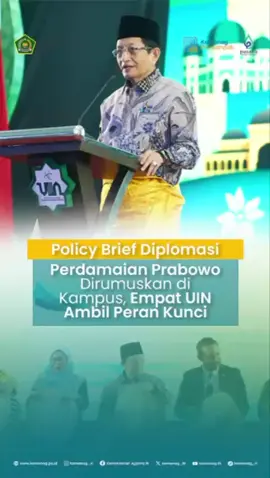 Perkuat Diplomasi Global, 4 UIN Kolaborasi Rumuskan Strategi Perdamaian 🌍🇮🇩 ​Sahabat Religi, Menteri Agama Nasaruddin Umar menegaskan pentingnya peran Perguruan Tinggi Keagamaan Islam Negeri (PTKIN) dalam merespons dinamika geopolitik dunia. ​Dalam International Seminar and Conference of the Malay-Islamic World di UIN Sumatera Utara, Menag mengungkapkan bahwa empat UIN di Indonesia tengah berkolaborasi merumuskan policy brief strategis. Langkah ini disiapkan untuk mendukung arah politik luar negeri Presiden @prabowo, khususnya terkait diplomasi perdamaian global dan isu Palestina. 🇵🇸 ​