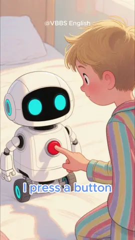 Tiny robot wakes—beep, spin, hello! #VBBS #VBBSENGLISH