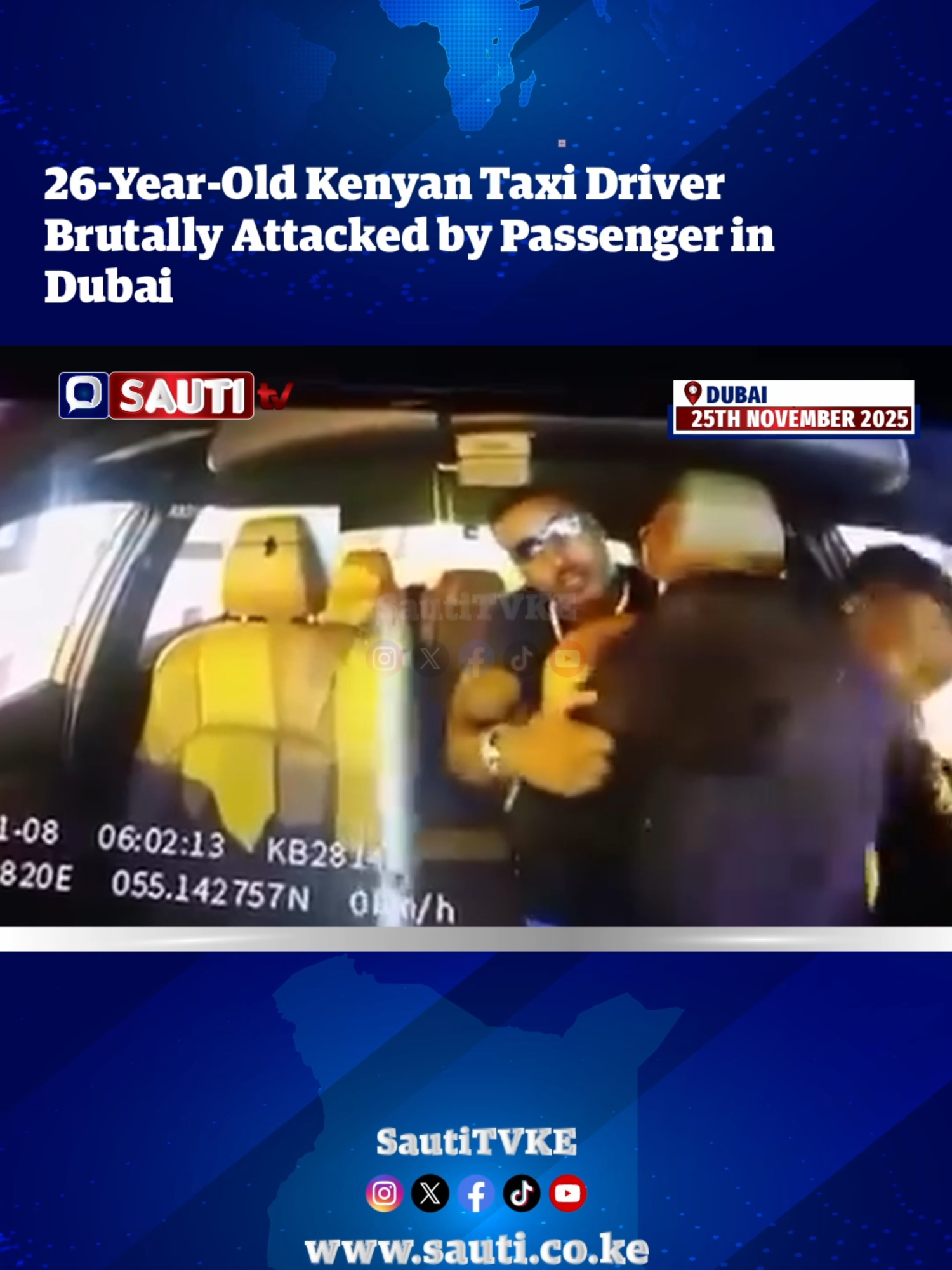 A 26-year-old Kenyan man, identified as Brian, was allegedly attacked by a passenger while working as a taxi driver in Dubai, leaving him severely injured and hospitalised.  His family, overwhelmed by fear and frustration, is now pleading for justice and support from the relevant authorities as they struggle to navigate the aftermath of the violent assault.