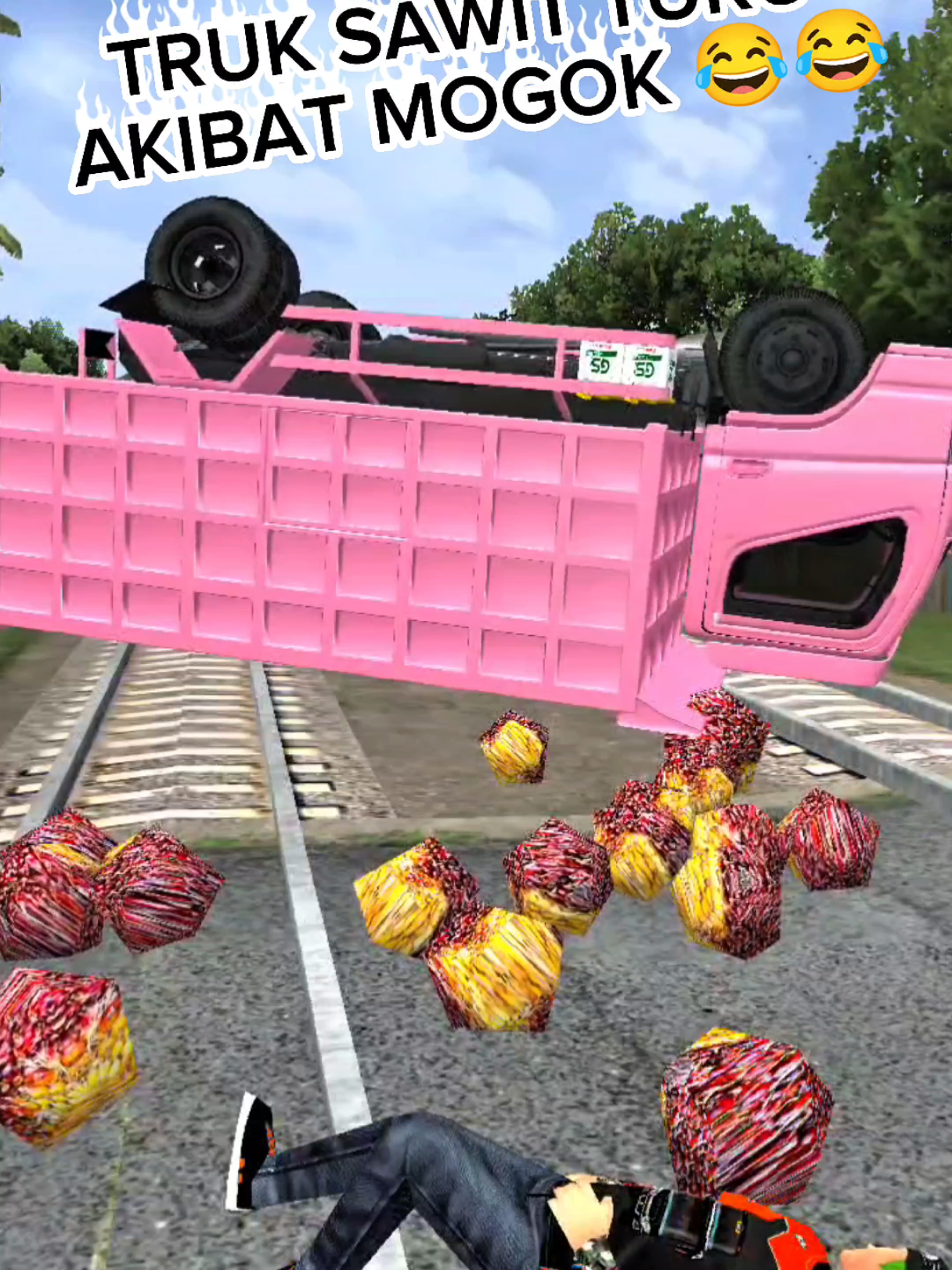 truk sawit adu laka sama kereta api ayo kita bantu 😱😱#bussid #bussimulatorindonesia #trukoleng #bussidtiktok 