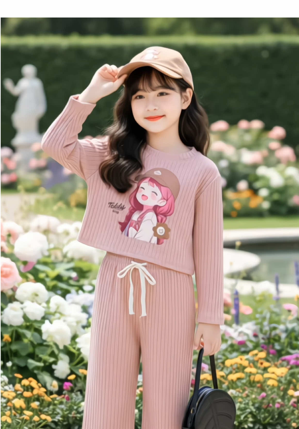 Bộ len tăm bé gái đẹp lắm các mom ơi, chất tăm dày vừa phải thích hợp mặc thu đông #thoitrangchobe #thoitrangtreem #bolentambegai #bodaitaybegai #bodobegai 