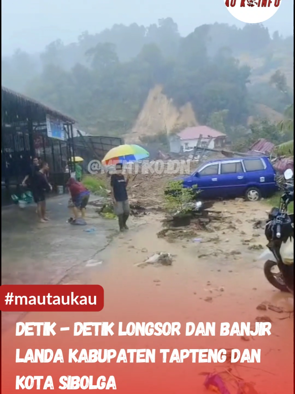 Kota Sibolga dan sekitarnya lumpuh total setelah diterjang bencana hidrometeorologi parah, berupa longsor dan banjir bandang, Selasa (25/11/2025) siang.  Longsor paling parah dilaporkan terjadi di Jalan Perjuangan, Kelurahan Parombunan, Kecamatan Sibolga Selatan. Satu unit rumah tertimpa material longsoran dan mengakibatkan dua orang korban, yakni seorang ibu dan anaknya.  “Saat ini ibu dan anak korban longsor sedang dievakuasi oleh warga setempat. Hujan lebat membuat proses evakuasi sulit,” ujar Jamil Zeb Tumori, Wakil Ketua DPRD Sibolga, mengonfirmasi kejadian tersebut.  Di lokasi lain, longsor juga menimbun penuh badan jalan di kawasan Tangga 100 Jalan Sisingamangaraja, membuat akses transportasi terhenti total dan menyeret satu unit mobil box berwarna merah. Bersamaan dengan itu, banjir bandang dengan arus sangat deras yang membawa material kayu turut melanda permukiman warga.  Pihak berwenang mengimbau masyarakat untuk segera mengungsi ke tempat aman. Saat ini, fokus utama adalah evakuasi korban di Parombunan dan pembersihan material longsoran di jalur utama.  Ikuti terus perkembangan informasi nasional, sumatera utara dan kota medan di @mentiko.idn atau TikTok @mentiko.id @bobbynasution_ @bpbdprovinsisumut @Prabowo  #banjirdanlongsor #bencanaalamtaptengsibolga #banjirtaptengsibolga