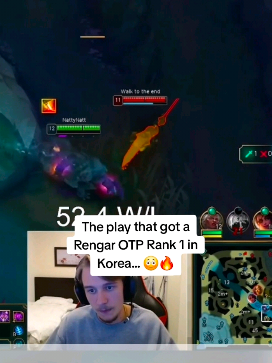 The play that got a Rengar OTP Rank 1 in Korea... @NattyNattLoL 😳🔥 #fyp #leagueoflegends 