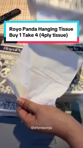 Restocking my Royo Panda hanging tissue — Buy 1 Take 4 (5 packs per box) 1,000 sheets every pack. Super sulit dahil 4ply na siya. 🐼🧻 #royopanda #hangingtissue #fyp #4plytissue #buy1take4 