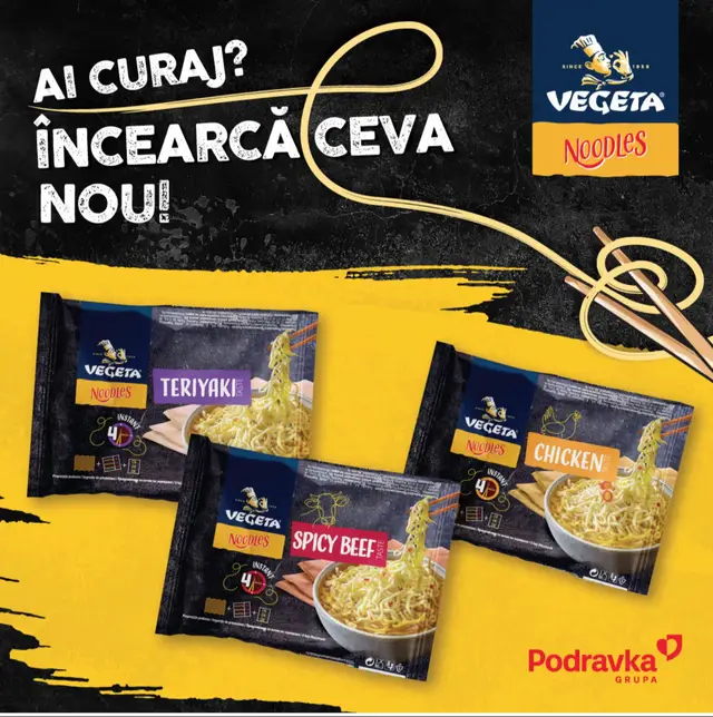 Ai curaj să încerci ceva nou? 🔥 Eu tocmai am descoperit Vegeta Noodles și… wow! Teriyaki, Chicken sau Spicy Beef – gata în doar 4 minute și super gustoase. Perfecte când ești pe fugă, la birou sau ai chef de ceva bun acum. 🍜✨ Tu ce aromă alegi? #MegaBUZZ_VegetaNoodles @BUZZStore  @Podravka Romania