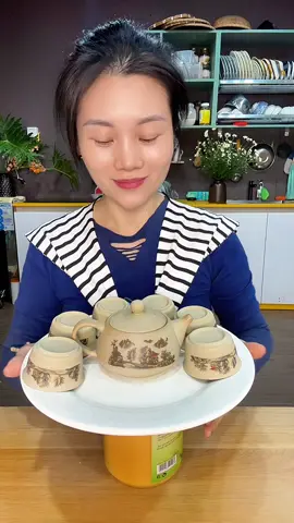 Bộ ấm chén gốm thô họa tiết sơn thủy  1 ấm và 6 chén #boamtra #boamtradep #huongthuy88273 