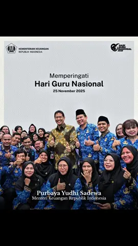 Selamat Hari Guru.  Guru adalah pahlawan tanpa tanda jasa. Para guru dan tenaga pendidik adalah kunci kesuksesan bagi masa depan Indonesia. Dengan semangat juang yang tak pernah padam, mereka mencetak pemimpin-pemimpin masa depan.  Selamat Hari Guru Nasional. Guru hebat, Indonesia Maju. #kitakayabersama #purbayayudhisadewa #menkeu 