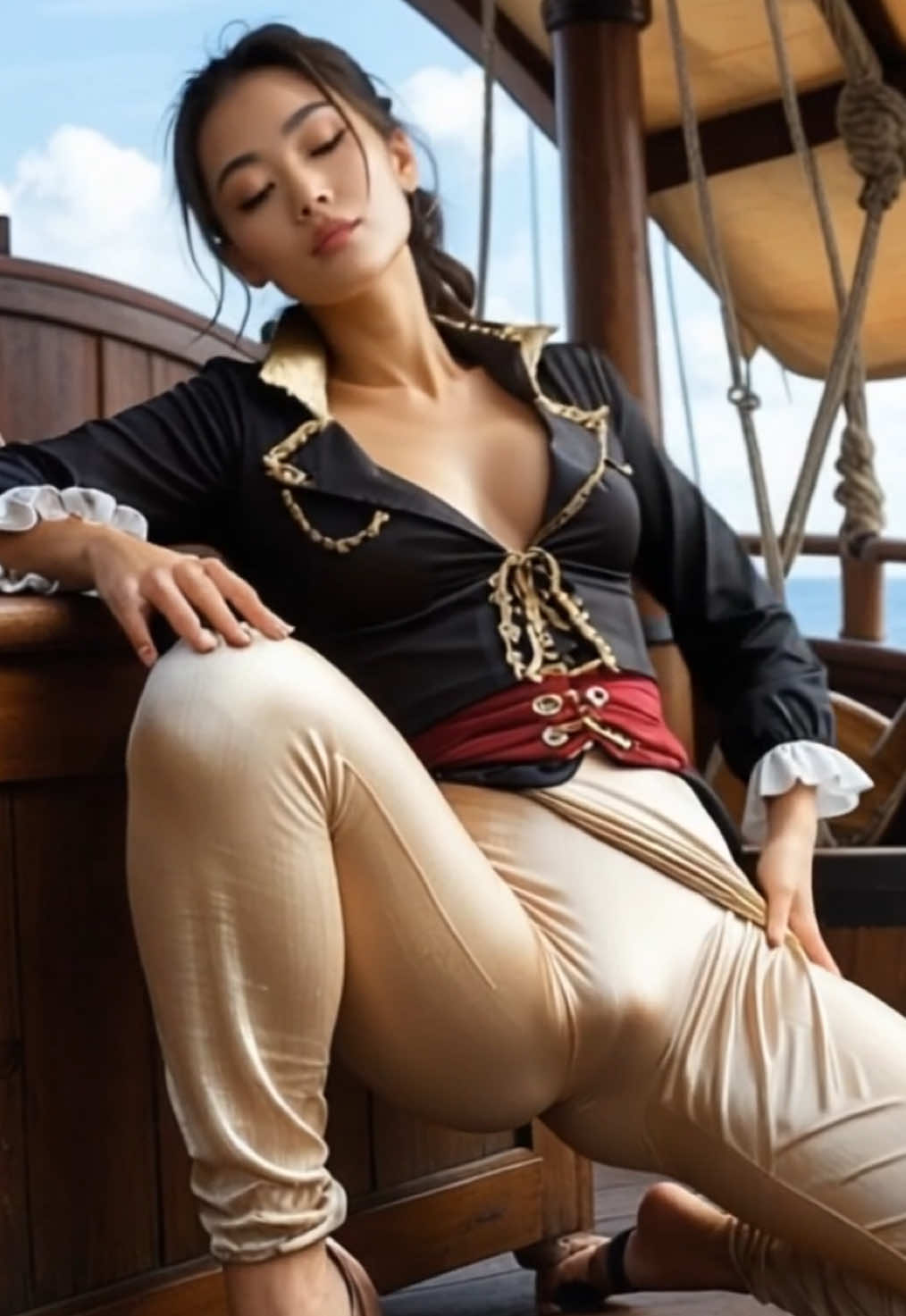 The Asian pirate girls are here🏴‍☠️#Girl #asian #aigirl #leggings #lipps 