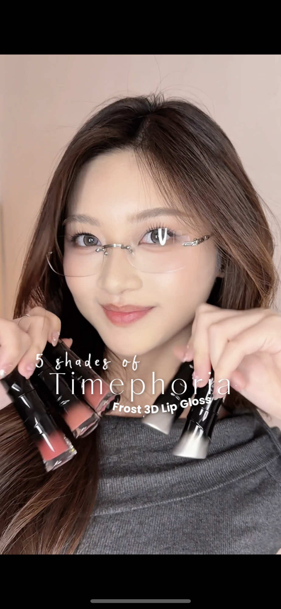 swatching 5 shades of Timephoria Lip Gloss!🖤 comment tour favorite shade🤭👇🏻