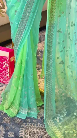 Dual color ombre chiffon handworked November offer #fyp #shippingworldwide🌍✈️ #dualcolorchiffon #weddingseasonnepal #chiffon 