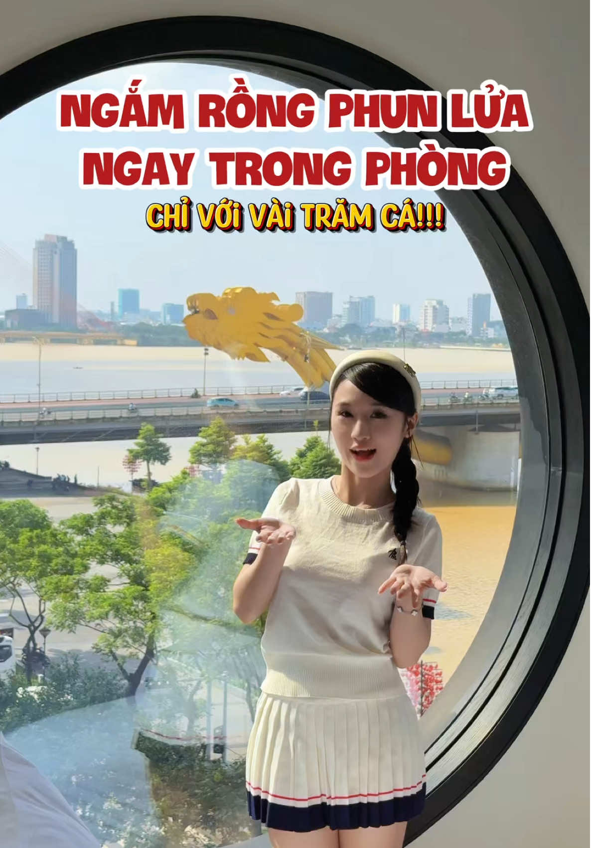 Chỉ cho cả nhà khách sạn view cầu Rồng siêu hot ở Đà Nẵng #khachsandanang #khachsan #danang #dulichdanang #dulich 