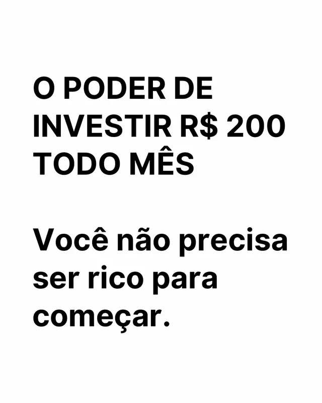 📈 O poder de investir R$ 200 todo mês Você não precisa ser rica para começar a construir patrimônio. Você só precisa começar. Olha o que acontece quando você investe apenas R$ 200 por mês com rentabilidade de 1% ao mês: 📊 EM 1 ANO = R$ 2.529 Já é um começo. Melhor que zero. 📊 EM 5 ANOS = R$ 16.068 O início da sua reserva de emergência. 📊 EM 10 ANOS = R$ 44.386 Entrada de um carro ou até de um imóvel. 📊 EM 15 ANOS = R$ 94.292 Quase cem mil reais investindo só R$ 200 por mês. 📊 EM 20 ANOS = R$ 182.242 Quase cento e oitenta e cinco mil. 📊 EM 25 ANOS = R$ 337.241 Sua liberdade financeira começa a tomar forma. 📊 EM 30 ANOS = R$ 610.402 Mais de seiscentos mil investindo apenas duzentos por mês. 📊 EM 35 ANOS = R$ 1.091.806 Mais de um milhão. Isso é real. 💡 A mágica não é o valor. É a consistência. Não é sobre investir muito. É sobre investir todo mês. Sem parar. ⚠️ O segredo: ❌ Não precisa ser rica ❌ Não precisa ter muito sobrando ❌ Não precisa esperar a hora certa ✔️ Precisa começar ✔️ Precisa ser consistente ✔️ Precisa nunca parar R$ 200 por mês é menos de R$ 7 por dia. Todo mundo consegue tirar isso de gastos desnecessários. 👉 Comenta QUERO se você quer começar. Eu te ajudo a dar o primeiro passo. 📌 Salve esse post para lembrar do poder de R$ 200 por mês. #sucesso #mindset #creatorsearchinsight 