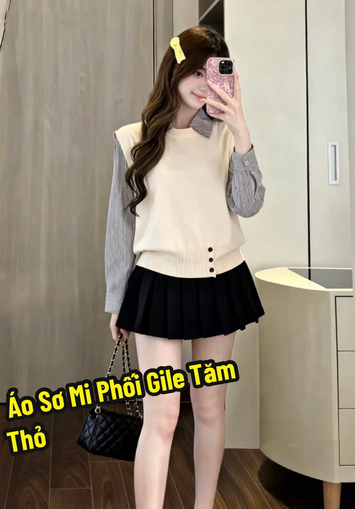 Áo Sơ Mi Phối Gile Tăm Thỏ #aosomi #aogile #aokieu #aonuxinh #xuhuong  