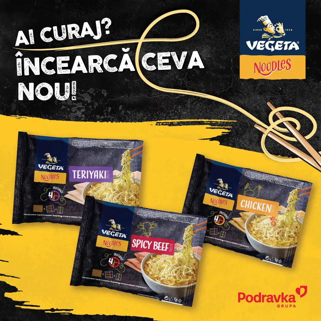 Ai curaj să încerci ceva nou? 🔥 Eu tocmai am descoperit Vegeta Noodles și… wow! Teriyaki, Chicken sau Spicy Beef – gata în doar 4 minute și super gustoase. Perfecte când ești pe fugă, la birou sau ai chef de ceva bun acum. 🍜✨ Tu ce aromă alegi? #MegaBUZZ_VegetaNoodles @podravka.romania @BUZZStore 