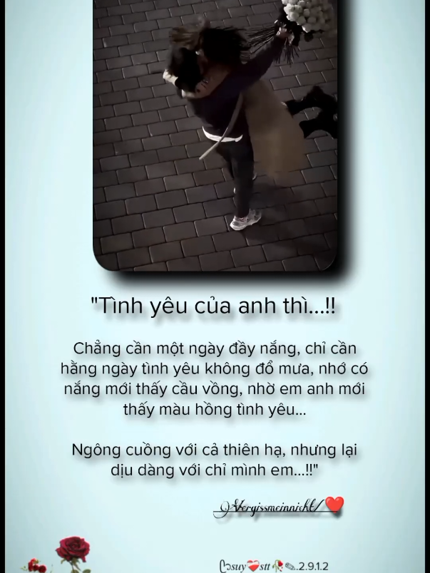 nhớ có nắng mới thấy cầu vồng, nhờ em anh mới thấy màu hồng của tình yêu. #tamtrang #tinhyeu #story 