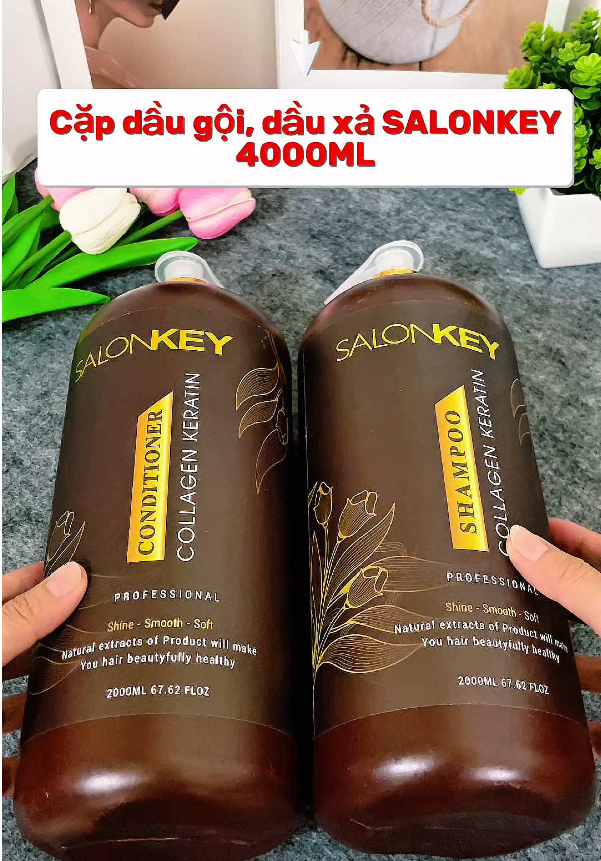 Cặp dầu gội chuẩn mượt như salon đây các bà dung tích 2000ML/ Chai #xuhuong #daugoi #daugoinuochoa #daugoisalonkey #salon 