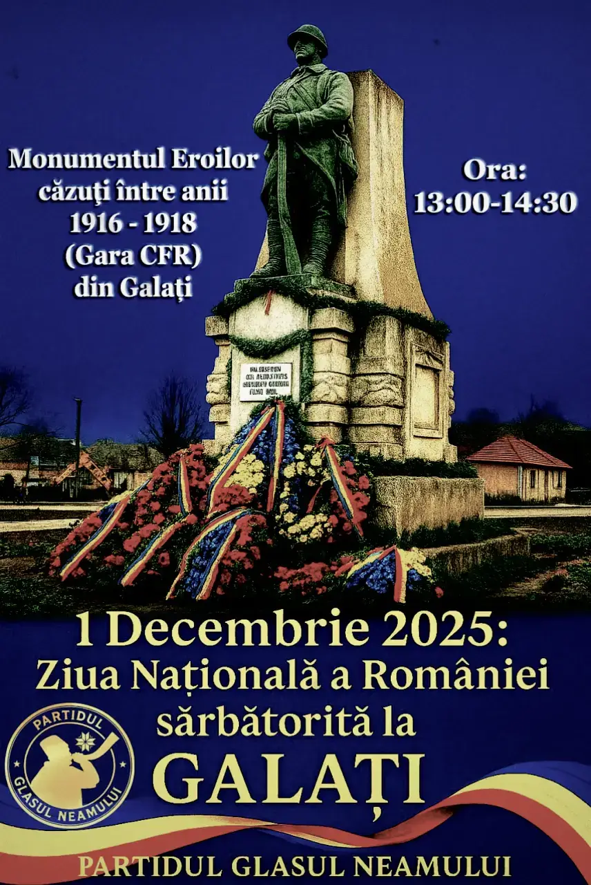 1 Decembrie 2025 - Ziua Națională a României sărbătorită la Galați 