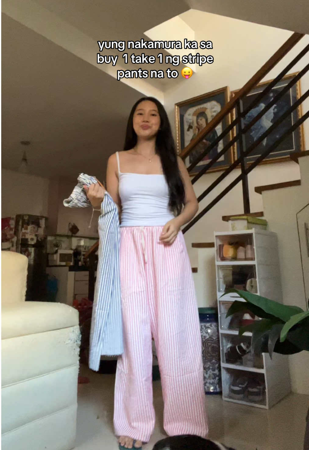 May dancer nga rin pala ko sa harap maem HAHAHAHAHHA #stripepants #widelegpants #buy1take1 #highwaistpants #pantsforwomen 