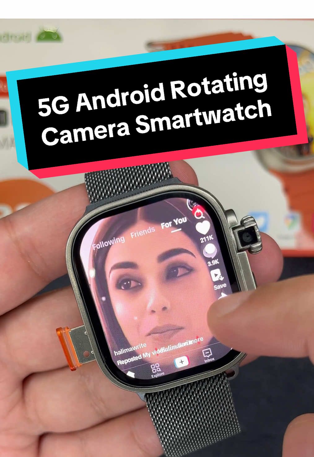 For Oder Whatsapp-03144247452 Delivery Allover Pakistan🇵🇰 5G Android B33 Super Amoled Display Rotating Camera Smartwatch #android #5g #smartwatch #foryou #fyp 