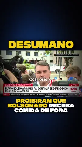 Devido às sequelas da cirurgia por causa da facada, Presidente Bolsonaro precisa de comida especial, mas até isso estão querendo impedir. Estão proibindo que ele receba comida feita por sua família. É cruel e desumano o que estão fazendo contra ele!
