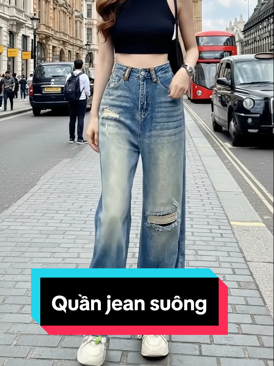 Quần jean suông rách gối #jeansuong #quanjeansuong #jeanrach @Thủy Shop 
