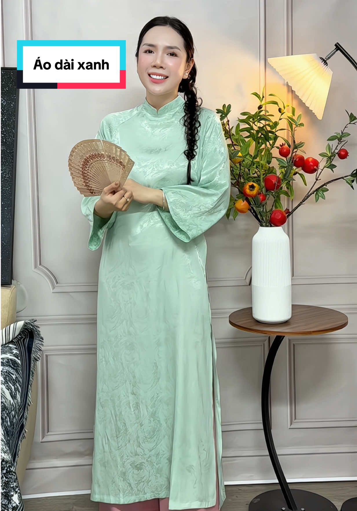 Áo dài xanh #trangchoichang25 #thoitrangnu #thoitrang #aodaitet #aodai 
