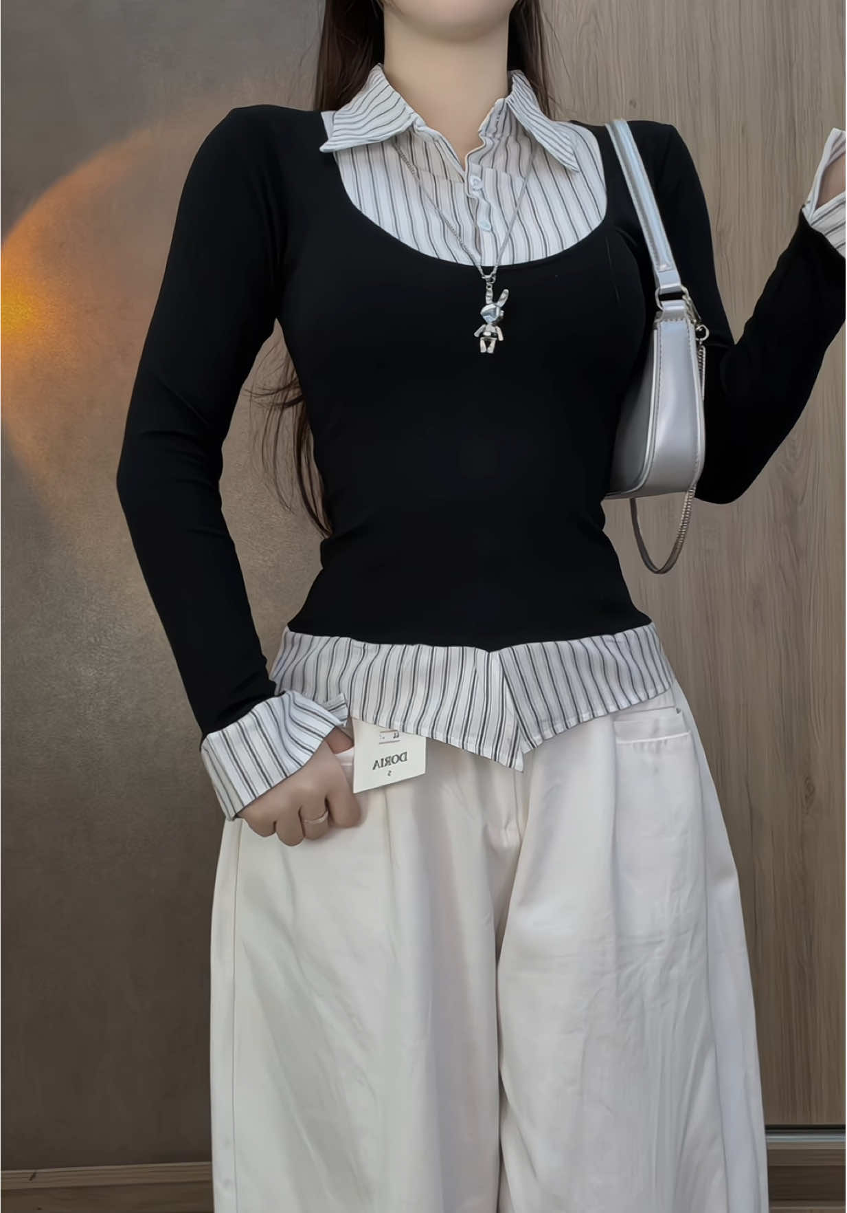 Áo phun ôm phối somi gọn dáng #thờitrang #áo #thoitrangnu 