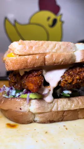 Cheesy Baba Sandwichhh 🤤🔥 Riverside Food Lab📍 Redlands Public Market📍 #explore #babashotchicken #friedchicken #tenders #food          