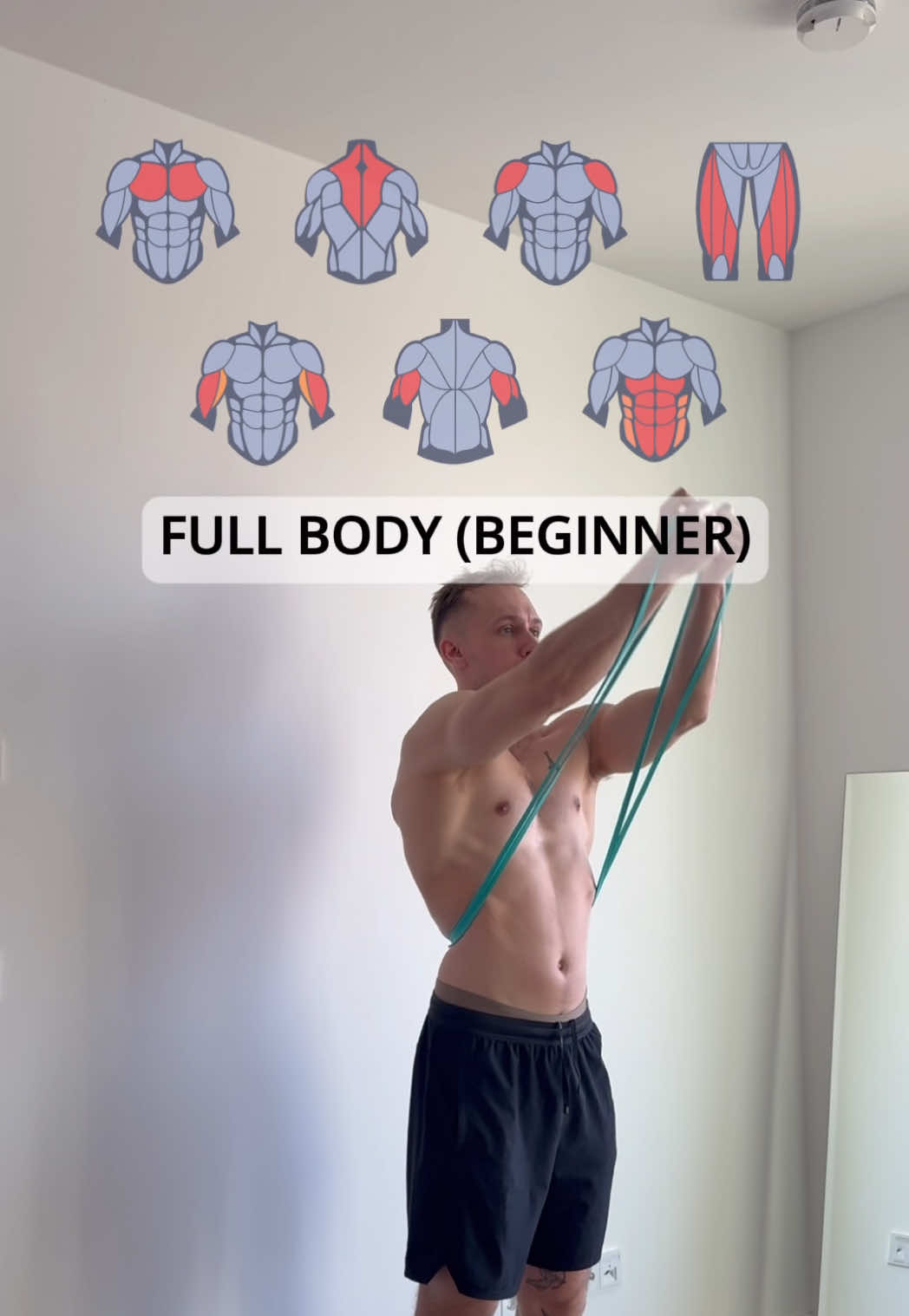 Full Body Resistance Band Workout (Beginner) ✅ 7 exercises · 3 sets each · slow & controlled reps💪 Exercises: 1️⃣ Low Chest Fly - 3x 12-15 reps 2️⃣ Seated Row - 3x 12-15 reps 3️⃣ Lateral Raise - 3x 12-15 reps 4️⃣ Front Squats - 3x 12-15 reps 5️⃣ Biceps Curls - 3x 12-15 reps 6️⃣ Triceps Ext. - 3x 12-15 reps 7️⃣ Band Crunches - 3x 12-15 #bandworkout #fullbodyworkout #homeworkout #beginnerworkout #fitnessmotivation