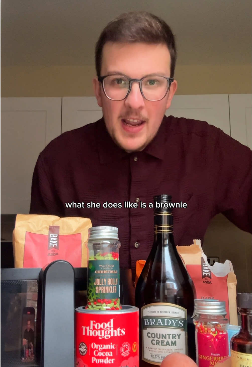 I live with my best friend and she doesn’t like cake… so let’s make her some Irish Cream AirFryer Brownies 🍫🥛 These are SO GOOD and so easy to make, I’ve popped the recipe for them below. Let me know some more recipes to make her x #airfryer #brownie #christmasbaking #irishcream #brownierecipe  Ingredients: 80g dark chocolate 90g unsalted butter 1 tsp vanilla extract 2 large eggs 175g caster sugar 50g Irish Cream 90g plain flour 40g cocoa powder Method: 1. In a microwaveable bowl, melt the butter and chocolate together until fully combined and smooth. In a separate bowl, beat the eggs, sugar and vanilla until light and airy. Add the chocolate mixture to the egg mixture and whisk gently until combined. 2. ﻿﻿﻿Add the Irish Cream, followed by the flour & cocoa. Fold until combined and pour into an 8 inch round tin. Bake in the air fryer at 140c for around 15 minutes. Refrigerate before slicing, serving and enjoying!