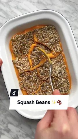 Try this delicious Squash Beans with a Seeded Cracker Topping!  Squashes are everywhere right now and rightly so! They’re in season, delicious, versatile, and come in a whole host of varieties - we simply love them!    But let’s face it, squash is one of those veggies that deserves centre stage, but yet every so often it can leaving us needing that little bit of recipe inspo… 💭💡 And here it is! Get your squash at the ready and a jar of our jarred Cannellini Beans (available at @Waitrose & Partners) 💚   Grab Some Organic and found the full recipe below!   Ready in: 60 mins Plant Points: 9 Ingredients: 16 Serves: 2 people   INGREDIENTS   2 tbsp Mr Organic Italian Organic Extra Virgin Olive Oil 1 jar Mr Organic Cannellini Beans 1 medium butternut squash, peeled, deseeded & cubed 1 large shallot, sliced into quarters 3 cloves garlic 1 tsp paprika Sea salt & black pepper 1 cup Plant Based milk (+ more if needed) Juice 1/2 lemon   FOR THE CRUNCHY SEED TOP: 1/4 cup sesame seeds 1/4 cup pumpkin seeds 1/4 cup sunflower seeds 1 tbsp flaxseeds 1 tbsp poppy seeds 1/4 cornflour 2 tbsp Mr Organic Italian Organic Extra Virgin Olive Oil Pinch sea salt   METHOD 1. Heat oven to 180 °C. Toss squash, shallots, oil, paprika, salt and pepper on a tray; add whole garlic cloves and roast 30 min until tender. 2. Remove from the oven once cooked and set aside to cool. 3. Mix all seeds with cornflour, oil, salt and ½ cup boiling water; rest 10 min. 4. Blend roasted squash, shallots, peeled garlic, plant milk and lemon juice until smooth. 5. Spread seed mix thinly on a lined tray. 6.Bake at 180 °C for 30 min until crisp. 7. Warm the squash purée in a pan, add cannellini beans with liquid, simmer 20 min. 8.Spoon into a small dish. 9. Top with the crunchy seed sheet and serve. #recipes #dinner #Recipe #EasyRecipes #vegan 
