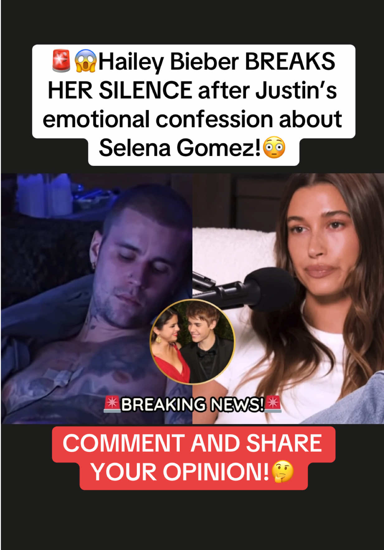 🚨😱Hailey Bieber BREAKS HER SILENCE after Justin’s emotional confession about Selena Gomez!😳 #justinbieber #haileybieber #selenagomez #viralvideo 