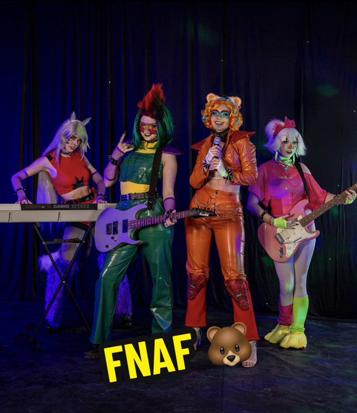 Let’s Groove! 💃🪩🕺  Vanessa: @𝘈𝘵𝘩𝘦𝘯𝘢  Sundrop: @Raine Emery  Roxanne: @Shay🦊  Chica: me!  Monty: @Jackie O  Freddy: @Halcybella on IG, YT, SC  🎥: @Bella'sHusbandTM  #cosplay #cosplaygirl #fnaf #fivenightsatfreddys #fnafcosplay 