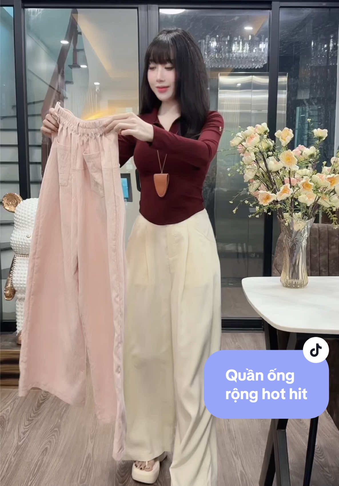 Quần ống rộng che khuyết điểm tốt ghê #quaongrong #quansuong #quansuongongrong #quansuongnu #quannu 