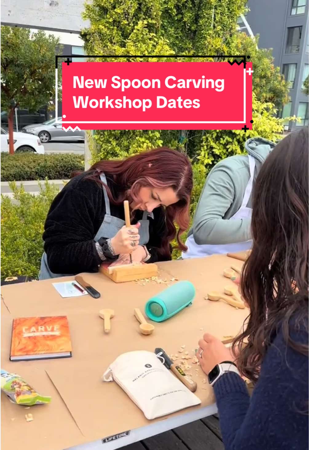 Join us in Oakland, CA! Learn how to carve a spoon 💖 Next class is on Dec 6th & 13th! Sign up online! #spooncarving #newhobby #artsandcrafts #crafttok #funactivities     
