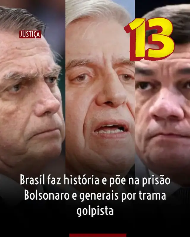 🇧🇷 Ex-Presidente e Oficiais Superiores Começam a Cumprir Pena por Ações Antidemocráticas O ex-presidente Jair Messias Bolsonaro (PL) e dois generais que integraram seu governo – Augusto Heleno e Paulo Sérgio Nogueira – começaram a cumprir suas sentenças nesta terça-feira (25) devido à condenação por tentativa de golpe de Estado. Este momento marca um fato inédito na história brasileira, sendo a primeira vez que um ex-presidente e militares de alta patente são responsabilizados judicialmente por ofensas diretas ao regime democrático. Detenção e Condenações Bolsonaro foi sentenciado a 27 anos e 3 meses de prisão. Ele permanece sob custódia na Superintendência da Polícia Federal, em Brasília, onde já se encontrava detido desde o último sábado (22), após uma tentativa de remover sua tornozeleira eletrônica. Os dois generais foram detidos pela Polícia Federal (PF) na tarde de hoje (25). Augusto Heleno, ex-ministro do Gabinete de Segurança Institucional (GSI), e Paulo Sérgio Nogueira, ex-ministro da Defesa, foram levados para o Comando Militar do Planalto, também em Brasília. Eles já haviam sido condenados em setembro, juntamente com Bolsonaro e outros envolvidos nas articulações golpistas, a penas de 21 anos (Heleno) e 19 anos (Nogueira) de reclusão. Crimes Atribuídos O Judiciário considerou que todos os condenados cometeram os seguintes ilícitos penais: • Formação de organização criminosa armada; • Consumação do crime de golpe de Estado; • Tentativa de abolição violenta do Estado Democrático de Direito; • Dano qualificado resultante de violência e grave ameaça a bens da União; • Deterioração de patrimônio tombado. #presidente #lula13 #pt #bolsonaro #foryou 